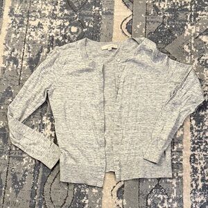 LOFT Heather Gray Button-Up Sweater